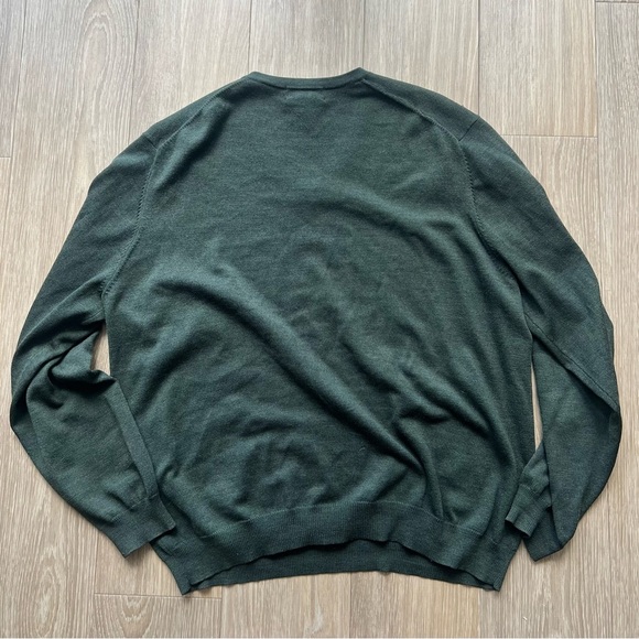 Brooks Brothers Sweater Mens XL Green Merino Wool Nylon V Neck Vintage - Picture 3 of 5